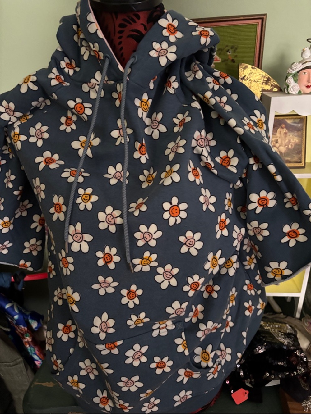 Vera Bradley Blue Floral Smile Daisy Print Hoodie